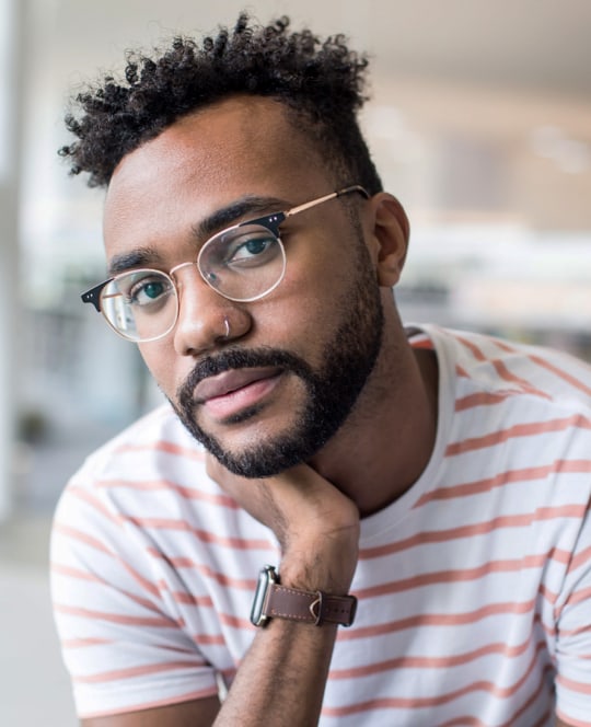 man wearing glasses